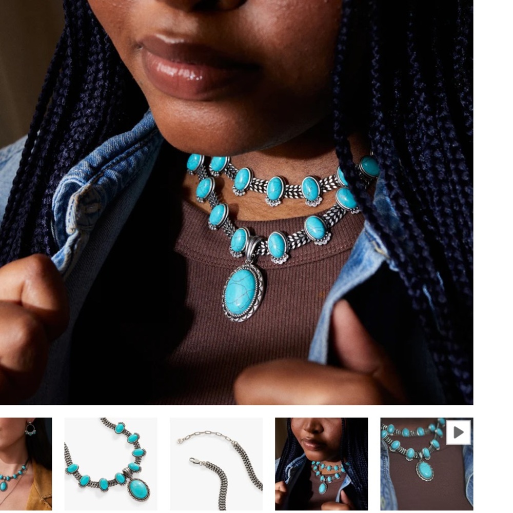 Turquoise and Silver Statement Necklace - Picture 5 of 9